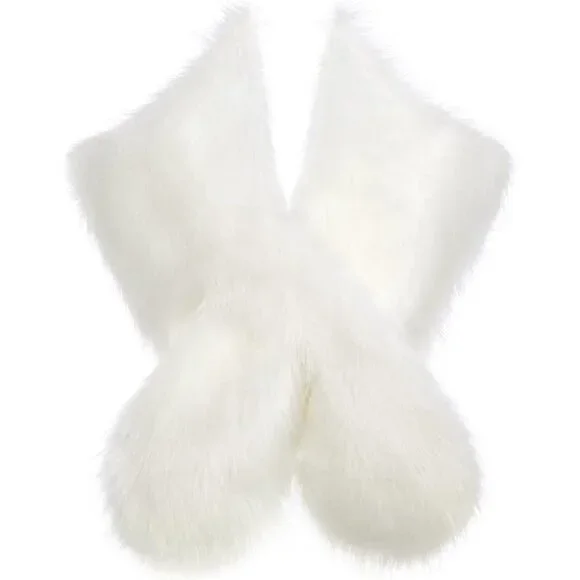 𝅺🆕 Luxury Vegan Fur Collar Wrap Winter Cloak Bridal Wedding Cover Up SOFT 👑 NWT